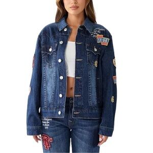 True Religion Oversized Jimmy Trucker Denim Jean Jacket Size Small